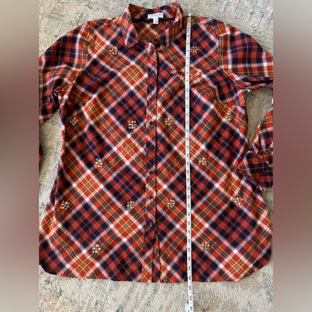 Kim Rogers women’s button down plaid fall blouse size 1x - Picture 8 of 10